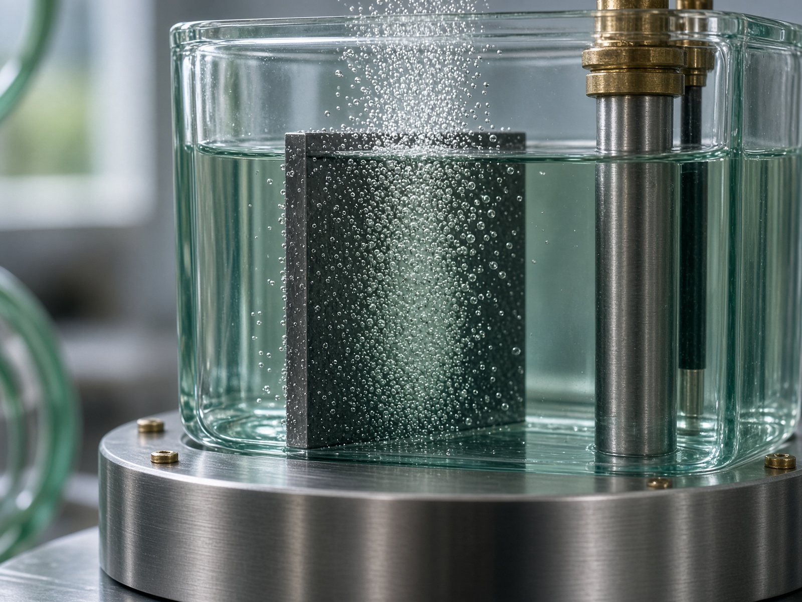 Bubbles rising from an electrode in a laboratory cell